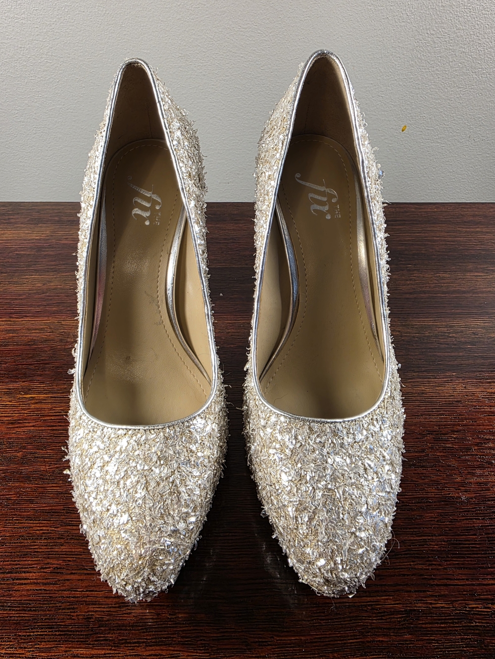 The Fix Women’s Size 7 Silver Crystal Glitter Platform Heels Pumps
